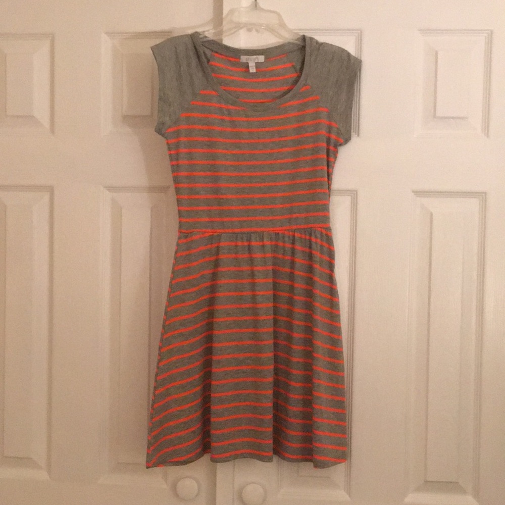 Orange and grey striped dress